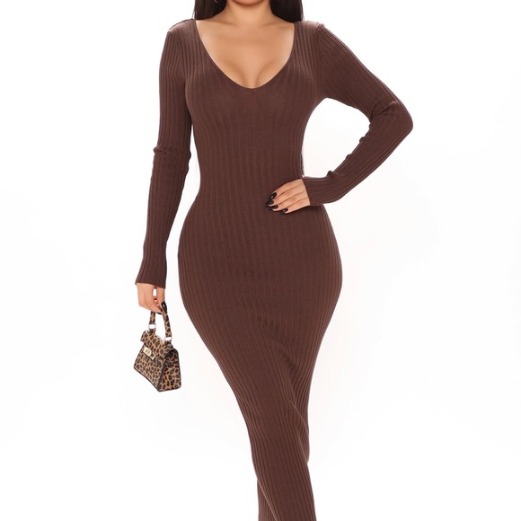 Fashion Nova | Dresses | Kallan Knit Dress Brown